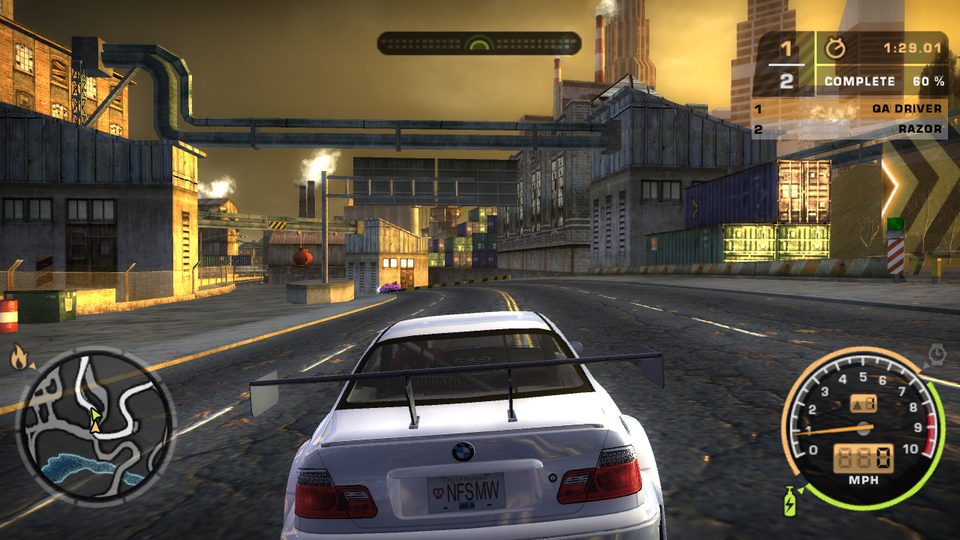 The prologue race against Razor in the BMW M3 GTR, running in the rebuild