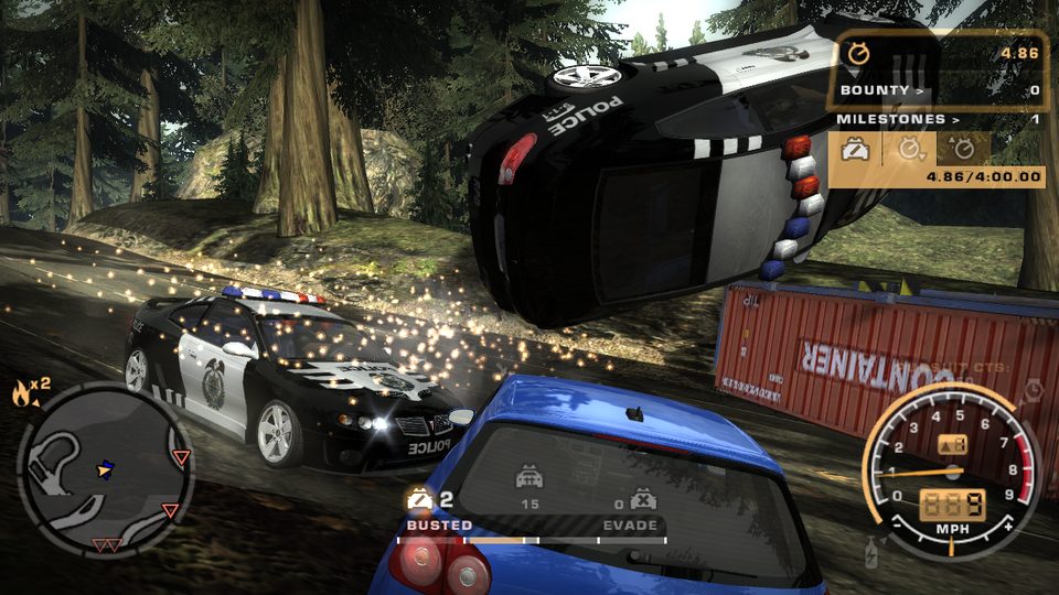 A police pursuit with the pursuit board
